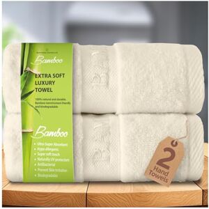 GC GAVENO CAVAILIA Bamboo Hand Towels 2 Pack - 500 gsm Highly Absorbent Towels For Bathroom (50x80 Cm) - Cream GC GAVENO CAVAILIA Bamboo Hand Towels 2 Pack - 500 gsm Highly Absorbent Towels For Bathroom (50x80 Cm) - Cream
