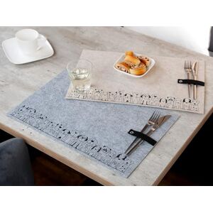 Beige Dog Pattern Felt Placemat - Tableware Beige Dog Pattern Felt Placemat - Tableware