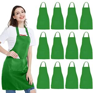 NOBONDO 12 Pack Bib Apron Unisex Green Apron Bulk with 2 Roomy Pockets Machine Washable for Kitchen Crafting BBQ Drawing NOBONDO 12 Pack Bib Apron Unisex Green Apron Bulk with 2 Roomy Pockets Machine Washable for Kitchen Crafting BBQ Drawing