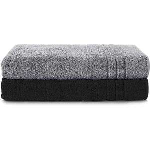 Komfortec Set of 2 Sauna Towels, 80 x 200 cm, 100% Cotton, XXL Sauna Towels, Soft, Large, Terry Cloth, Quick Drying, Anthracite Grey/Black Komfortec Set of 2 Sauna Towels, 80 x 200 cm, 100% Cotton, XXL Sauna Towels, Soft, Large, Terry Cloth, Quick Drying, Anthracite Grey/Black