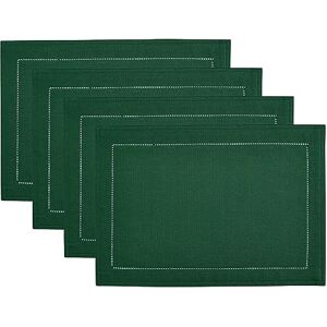 Elrene Home Fashions Alison Hemstitch Border Cloth Fabric Placemat, Set of 4, 13"x19", Forest Elrene Home Fashions Alison Hemstitch Border Cloth Fabric Placemat, Set of 4, 13"x19", Forest