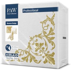 PAW Airlaid Napkins - Fabric-Like 40x40cm - White/Gold - Napkins PAW Airlaid Napkins - Fabric-Like 40x40cm - White/Gold - Napkins