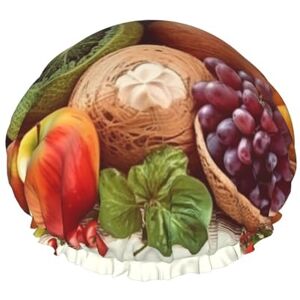 BTCOWZRV Various Vegetables And Fruit Print Shower Cap For Women Double Layer Waterproof Bath Cap Elastic Reusable Shower Hat Hair Protection Bath Hat For Spa Salon Bathing Ladies BTCOWZRV Various Vegetables And Fruit Print Shower Cap For Women Double Layer Waterproof Bath Cap Elastic Reusable Shower Hat Hair Protection Bath Hat For Spa Salon Bathing Ladies