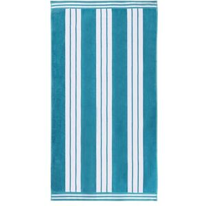 Superior Collection Combed Cotton Luxurious Jacquard Beach Towels, Turquoise Cabana Stripe, Oversized Superior Collection Combed Cotton Luxurious Jacquard Beach Towels, Turquoise Cabana Stripe, Oversized