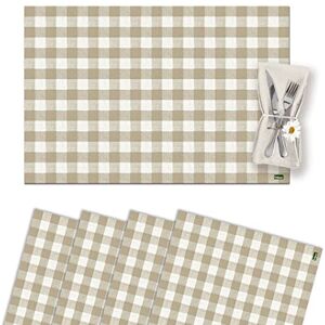 Vilber , Set of 4 Vinyl Placemats, Washable, Waterproof, Stain Resistant, Non-Slip, Heat Resistant, Beige Vilber , Set of 4 Vinyl Placemats, Washable, Waterproof, Stain Resistant, Non-Slip, Heat Resistant, Beige