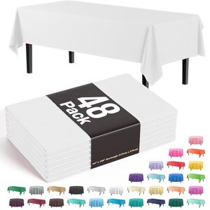 Exquisite White Tablecloths for Rectangle Tables in Bulk 48 Pack White Plastic Disposable Table Cloth 54" Inch X 108" Inch White Tablecloth Plastic Table Cloths for Parties Disposable by The Case Exquisite White Tablecloths for Rectangle Tables in Bulk 48 Pack White Plastic Disposable Table Cloth 54" Inch X 108" Inch White Tablecloth Plastic Table Cloths for Parties Disposable by The Case