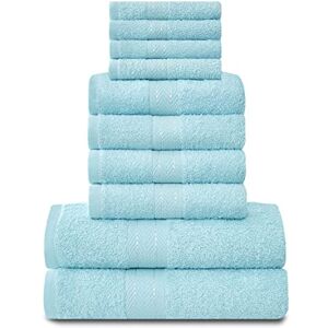 GC GAVENO CAVAILIA Towels Family Bale Set 10 Piece 100% Egyptian Cotton, 4x Face 4x Hand 2x Bath Towel, Premium Quality Highly Water Absorbent Bathroom Accessories, Machine Washable, Aqua, 544630 GC GAVENO CAVAILIA Towels Family Bale Set 10 Piece 100% Egyptian Cotton, 4x Face 4x Hand 2x Bath Towel, Premium Quality Highly Water Absorbent Bathroom Accessories, Machine Washable, Aqua, 544630