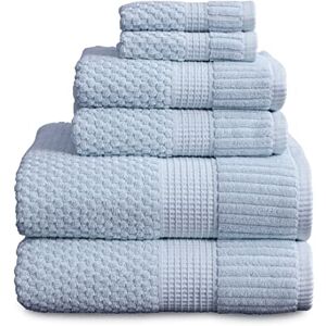 NY Loft 100% Cotton Towel Set 6 Piece Super Soft & Absorbent Quick-Dry 2 Bath Towels 2 Hand Towels & 2 Washcloths Textured and Durable Cotton Trinity Collection (6 Piece Set, Chambray Blue) NY Loft 100% Cotton Towel Set 6 Piece Super Soft & Absorbent Quick-Dry 2 Bath Towels 2 Hand Towels & 2 Washcloths Textured and Durable Cotton Trinity Collection (6 Piece Set, Chambray Blue)