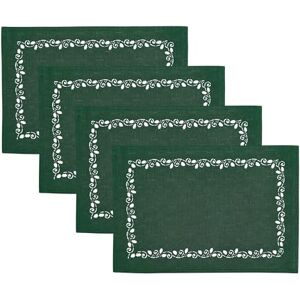 Elrene Home Fashions Holly Scroll Laser Cut Holiday Fabric Dining Placemats, Set of 4, 13"x19", Holly Green Elrene Home Fashions Holly Scroll Laser Cut Holiday Fabric Dining Placemats, Set of 4, 13"x19", Holly Green