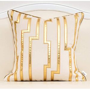 Alerfa White Geometric Gold Leather Striped Throw Pillow Covers - Cushion Cover Alerfa White Geometric Gold Leather Striped Throw Pillow Covers - Cushion Cover