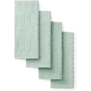 Martha Stewart Honeycomb Chambray Textured Kitchen Towel 4-Pack Set, 100% Cotton with Absorbent Terrycloth, Decorative Kitchen Towels, Mint Green, 16"x28 Martha Stewart Honeycomb Chambray Textured Kitchen Towel 4-Pack Set, 100% Cotton with Absorbent Terrycloth, Decorative Kitchen Towels, Mint Green, 16"x28