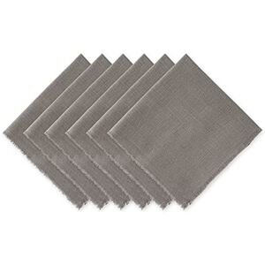 DII Fringed Solid Tabletop, Cotton, Gray, 20" x 20" (Set of 6) DII Fringed Solid Tabletop, Cotton, Gray, 20" x 20" (Set of 6)