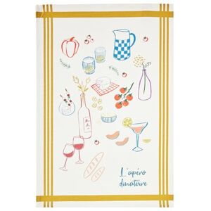 Coucke Printed Cotton Tea Towel, L'APERO DINATOIRE, 50 x 75 cm, Coucke Printed Cotton Tea Towel, L'APERO DINATOIRE, 50 x 75 cm,