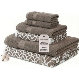 Modern Threads Trefoil Filigree 6-Piece Reversible Yarn Dyed Jacquard Towel Set Bath Towels, Hand Towels, & Washcloths Super Absorbent & Quick Dry 100% Combed Cotton Modern Threads Trefoil Filigree 6-Piece Reversible Yarn Dyed Jacquard Towel Set Bath Towels, Hand Towels, & Washcloths Super Absorbent & Quick Dry 100% Combed Cotton