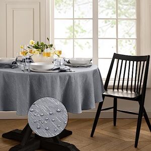 Elrene Home Fashions Continental Solid Texture Water, Stain & Wrinkle Resistant Tablecloth, 60"X84" Oval, Gray Elrene Home Fashions Continental Solid Texture Water, Stain & Wrinkle Resistant Tablecloth, 60"X84" Oval, Gray