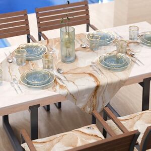 PETTI Artigiani Italiani - Modern Beige Marble Effect Centerpiece Tablecloth - Centerpiece Tablecloth PETTI Artigiani Italiani - Modern Beige Marble Effect Centerpiece Tablecloth - Centerpiece Tablecloth