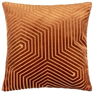 Paoletti Evoke Geometric Cut Velvet Cushion Cover - Orange - One Size Paoletti Evoke Geometric Cut Velvet Cushion Cover - Orange - One Size