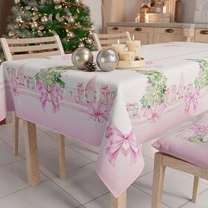PETTI Artigiani Italiani Stain Resistant Rectangular Christmas Table Cover for Kitchen, Pink Gnome Design, X6 Seater (140 x 180 cm) 100% Made in Italy PETTI Artigiani Italiani Stain Resistant Rectangular Christmas Table Cover for Kitchen, Pink Gnome Design, X6 Seater (140 x 180 cm) 100% Made in Italy