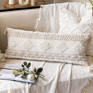 BlissBlush White Cream Lumbar Pillow Cover 14X36, Boho Woven Textured Lumbar Pillow Cover, Neutral Beige Body Pillow Cover, Sofa Couch Bed Farmhouse Lumbar Pillow (Cover ONLY, 14X36 INCH) BlissBlush White Cream Lumbar Pillow Cover 14X36, Boho Woven Textured Lumbar Pillow Cover, Neutral Beige Body Pillow Cover, Sofa Couch Bed Farmhouse Lumbar Pillow (Cover ONLY, 14X36 INCH)