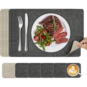 KitchenBoss Placemats Coaster Sets 6: Place Mats for Table Dinner Mat Set of 6, 43 * 30cm Dual-Sided Washable Non-slip Heat Vinyl Placemat for Kitchen Dinning Restaurant KitchenBoss Placemats Coaster Sets 6: Place Mats for Table Dinner Mat Set of 6, 43 * 30cm Dual-Sided Washable Non-slip Heat Vinyl Placemat for Kitchen Dinning Restaurant