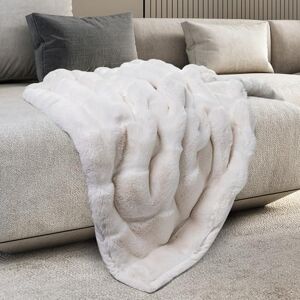 Mon Chateau Premium Reversible Luxury Faux Fur Throw for Couch, Sofa, or Bed Plush Cozy Soft Blanket for Sleeping or Home Décor, 60" x 70" (Ivory) Mon Chateau Premium Reversible Luxury Faux Fur Throw for Couch, Sofa, or Bed Plush Cozy Soft Blanket for Sleeping or Home Décor, 60" x 70" (Ivory)