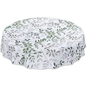 ANRO Oilcloth Tablecloth Washable Garden Tablecloth Oilcloth Round Oval Square Indoor Outdoor Leaves Silver Green Round 100 cm with Hem Edged ANRO Oilcloth Tablecloth Washable Garden Tablecloth Oilcloth Round Oval Square Indoor Outdoor Leaves Silver Green Round 100 cm with Hem Edged
