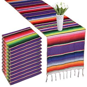 LGHSPOM 12 Packs Mexican Blanket Serape Table Runner Colorful Striped Fringe Cotton Table Runner for Mexican Birthday Party Wedding Holiday Decorations Pack of 12 14x84 LGHSPOM 12 Packs Mexican Blanket Serape Table Runner Colorful Striped Fringe Cotton Table Runner for Mexican Birthday Party Wedding Holiday Decorations Pack of 12 14x84