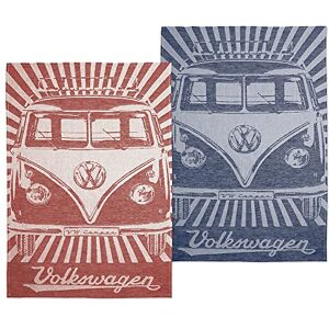 Volkswagen T1 Bus Kitchen Towels Set - Blue & Red Volkswagen T1 Bus Kitchen Towels Set - Blue & Red