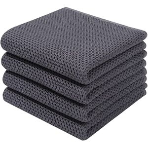 Homaxy 100% Cotton Waffle Weave Kitchen Dish Towels, Ultra Soft Absorbent Quick Drying Cleaning Towel, 13x28 Inches, 4-Pack, Dark Grey Homaxy 100% Cotton Waffle Weave Kitchen Dish Towels, Ultra Soft Absorbent Quick Drying Cleaning Towel, 13x28 Inches, 4-Pack, Dark Grey