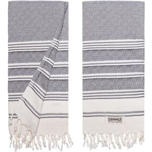 DEMMEX Certified Organic & OEKO-TEX Turkish Cotton Hand Towels Set of 2, Quick Dry, Absorbent for Bathroom, Kitchen, Travel – Soft Diamond Weave, Prewashed,46x92cm, Dark Grey DEMMEX Certified Organic & OEKO-TEX Turkish Cotton Hand Towels Set of 2, Quick Dry, Absorbent for Bathroom, Kitchen, Travel – Soft Diamond Weave, Prewashed,46x92cm, Dark Grey