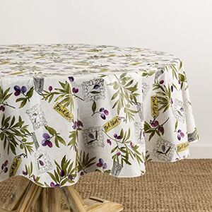 Elrene Home Fashions Montalcino Italian Olive Branches Water- and Stain-Resistant Vinyl Tablecloth with Flannel Backing, 70 Inches X 70 Inches, Round Elrene Home Fashions Montalcino Italian Olive Branches Water- and Stain-Resistant Vinyl Tablecloth with Flannel Backing, 70 Inches X 70 Inches, Round