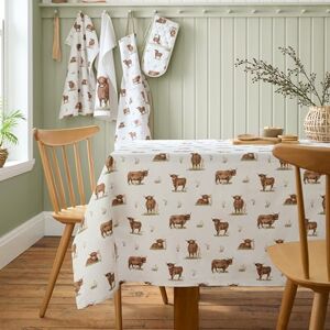 Catherine Lansfield Angus Highland Cow Cotton 137x229cm Table Cloth Natural Catherine Lansfield Angus Highland Cow Cotton 137x229cm Table Cloth Natural