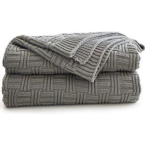 Longhui bedding Cotton Cable Gray Knit Throw Blanket for Couch Chairs Bed Beach, Home Decorative Grey Blanket, 50 x 60 Inch Gift a Washing Bag Longhui bedding Cotton Cable Gray Knit Throw Blanket for Couch Chairs Bed Beach, Home Decorative Grey Blanket, 50 x 60 Inch Gift a Washing Bag