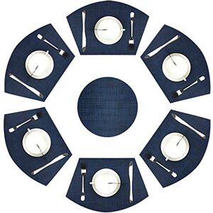 WAZAIGUR Wedge Placemats,Set of 7 Vinyl Placemats for Round Tables Woven Non-Slip Heat-Resistant Easy to Clean Wipeable Washable Dinner Table Mats(Navy Blue) WAZAIGUR Wedge Placemats,Set of 7 Vinyl Placemats for Round Tables Woven Non-Slip Heat-Resistant Easy to Clean Wipeable Washable Dinner Table Mats(Navy Blue)