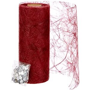 Deko AS GmbH Sizoweb table runner, 25 metre roll + 100 decorative hearts (20 cm wide, in Bordeaux) Deko AS GmbH Sizoweb table runner, 25 metre roll + 100 decorative hearts (20 cm wide, in Bordeaux)