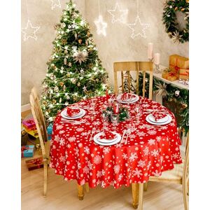 Emma Barclay Christmas Table Cloth, Round Machine Washable Xmas Dining Tablecloth in Red with Silver Snowflake Design 63" (160cm) Round Emma Barclay Christmas Table Cloth, Round Machine Washable Xmas Dining Tablecloth in Red with Silver Snowflake Design 63" (160cm) Round