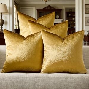 GIGIZAZA Decorative Throw Pillow Covers 18 x 18, Gold Soft Pillow Covers Velvet,Set of 4 Decor Square Cushion Covers (Gold, 18x18inch(45x45cm)-4pcs) GIGIZAZA Decorative Throw Pillow Covers 18 x 18, Gold Soft Pillow Covers Velvet,Set of 4 Decor Square Cushion Covers (Gold, 18x18inch(45x45cm)-4pcs)