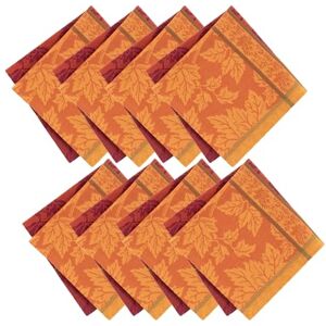 Elrene Home Fashions Maplewood Jacquard Fall/Harvest Thanksgiving Woven Cotton Dinner Napkins, 17"x17", Set of 8 Elrene Home Fashions Maplewood Jacquard Fall/Harvest Thanksgiving Woven Cotton Dinner Napkins, 17"x17", Set of 8