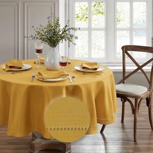 Elrene Home Fashions Alison Eyelet Border Design Wrinkle Resistant Fabric Tablecloth, 70"x70" Round, Golden Yellow Elrene Home Fashions Alison Eyelet Border Design Wrinkle Resistant Fabric Tablecloth, 70"x70" Round, Golden Yellow