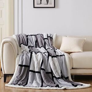 Gracelife Blanket for Women, Sherpa Throw Blanket for Couch, Flannel Cozy Soft Checkered Blanket for Bed Fleece, Grey, 80x90 Inches Gracelife Blanket for Women, Sherpa Throw Blanket for Couch, Flannel Cozy Soft Checkered Blanket for Bed Fleece, Grey, 80x90 Inches