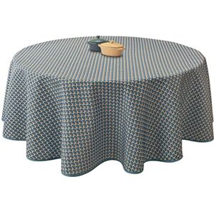 Le linge de Jules Stain-Resistant Tablecloth Peacock Dark Blue Round 160 cm Blue Black Saffron Le linge de Jules Stain-Resistant Tablecloth Peacock Dark Blue Round 160 cm Blue Black Saffron