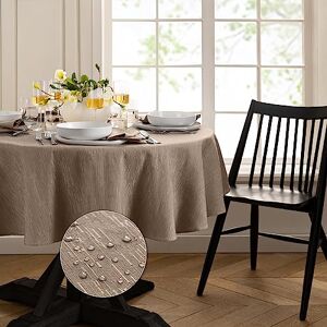 Elrene Home Fashions Continental Solid Texture Water, Stain & Wrinkle Resistant Tablecloth, 60"X84" Oval, Taupe Elrene Home Fashions Continental Solid Texture Water, Stain & Wrinkle Resistant Tablecloth, 60"X84" Oval, Taupe