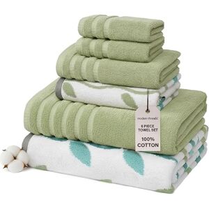 Modern Threads Pacific Coast Textiles 6 Pc Yarn Dyed Towel Organic Vines Sage Green, 6-Piece Modern Threads Pacific Coast Textiles 6 Pc Yarn Dyed Towel Organic Vines Sage Green, 6-Piece