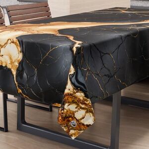 PETTI Artigiani Italiani Rectangular Anti-Stain Tablecloth Elegant Kitchen Table Cover Marble Effect Black X12 Seater (140 x 240 cm) 100% Made in Italy PETTI Artigiani Italiani Rectangular Anti-Stain Tablecloth Elegant Kitchen Table Cover Marble Effect Black X12 Seater (140 x 240 cm) 100% Made in Italy