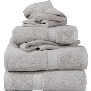 Superior Egyptian Cotton Pile 6 Piece Towel Set, Includes 2 Bath, 2 Hand, 2 Face Towels/Washcloths, Ultra Soft Luxury Towels, Thick Plush Essentials, Guest Bath, Spa, Hotel Bathroom, Silver Superior Egyptian Cotton Pile 6 Piece Towel Set, Includes 2 Bath, 2 Hand, 2 Face Towels/Washcloths, Ultra Soft Luxury Towels, Thick Plush Essentials, Guest Bath, Spa, Hotel Bathroom, Silver