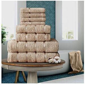 FAIRWAYUK 8-Piece Towels Bale Set for Bathroom, Ultra Soft Premium Quality Water Absorbent Towel Gift Sets, 100% Egyptian Cotton, 4x Face 2x Hand 2x Bath Towels, Natural FAIRWAYUK 8-Piece Towels Bale Set for Bathroom, Ultra Soft Premium Quality Water Absorbent Towel Gift Sets, 100% Egyptian Cotton, 4x Face 2x Hand 2x Bath Towels, Natural
