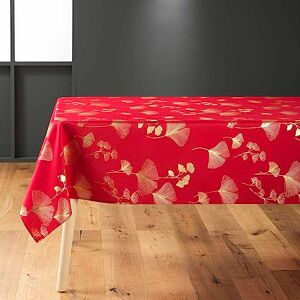 Douceur d'Intérieur , Bloomy Rectangular Tablecloth 150 x 240 cm Red Gold Polyester Printed with Metallic Pattern Douceur d'Intérieur , Bloomy Rectangular Tablecloth 150 x 240 cm Red Gold Polyester Printed with Metallic Pattern