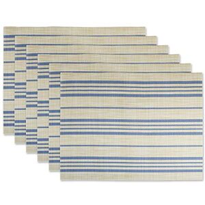 DII PVC Woven Tabletop Collection, Placemat, French Blue Farmhouse Stripe 6 Pieces DII PVC Woven Tabletop Collection, Placemat, French Blue Farmhouse Stripe 6 Pieces