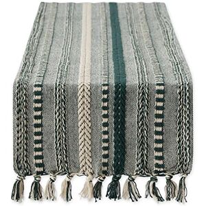 DII Farmhouse Braided Stripe Table Runner Collection, 15x72 (15x77, Fringe Included), Dark Green DII Farmhouse Braided Stripe Table Runner Collection, 15x72 (15x77, Fringe Included), Dark Green