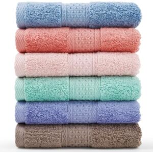 Cleanbear Face-Cloth Washcloths Set,100% Cotton, High Absorbent, 6-Pack 6 Colors, Size13 x13-deep Color Cleanbear Face-Cloth Washcloths Set,100% Cotton, High Absorbent, 6-Pack 6 Colors, Size13 x13-deep Color